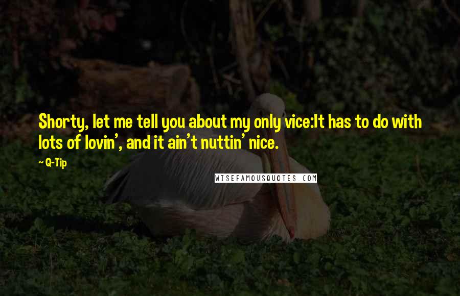 Q-Tip Quotes: Shorty, let me tell you about my only vice:It has to do with lots of lovin', and it ain't nuttin' nice.