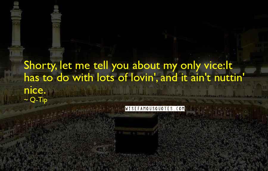 Q-Tip Quotes: Shorty, let me tell you about my only vice:It has to do with lots of lovin', and it ain't nuttin' nice.