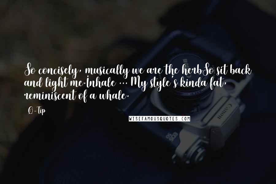 Q-Tip Quotes: So concisely, musically we are the herbSo sit back and light me.Inhale ... My style's kinda fat, reminiscent of a whale.