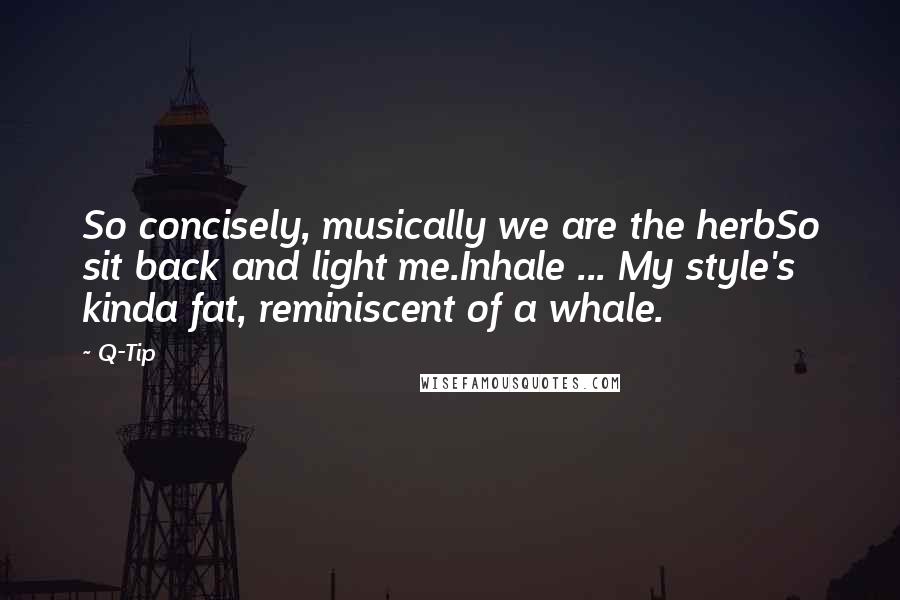 Q-Tip Quotes: So concisely, musically we are the herbSo sit back and light me.Inhale ... My style's kinda fat, reminiscent of a whale.