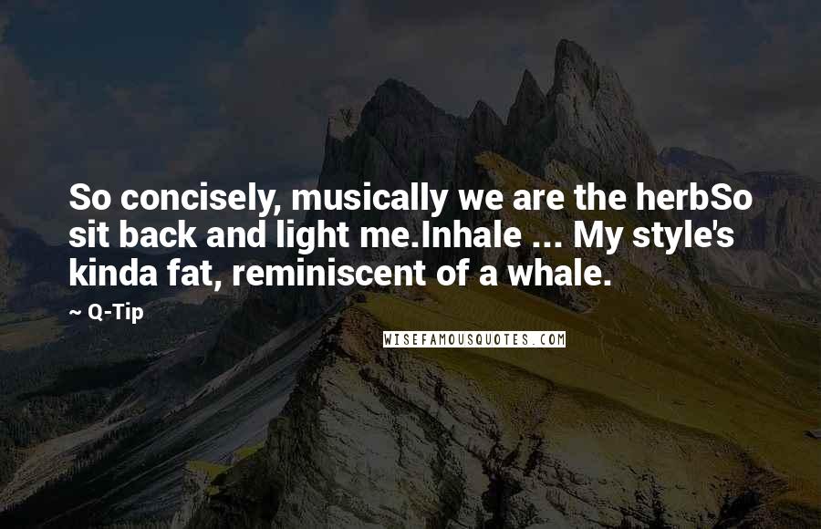 Q-Tip Quotes: So concisely, musically we are the herbSo sit back and light me.Inhale ... My style's kinda fat, reminiscent of a whale.