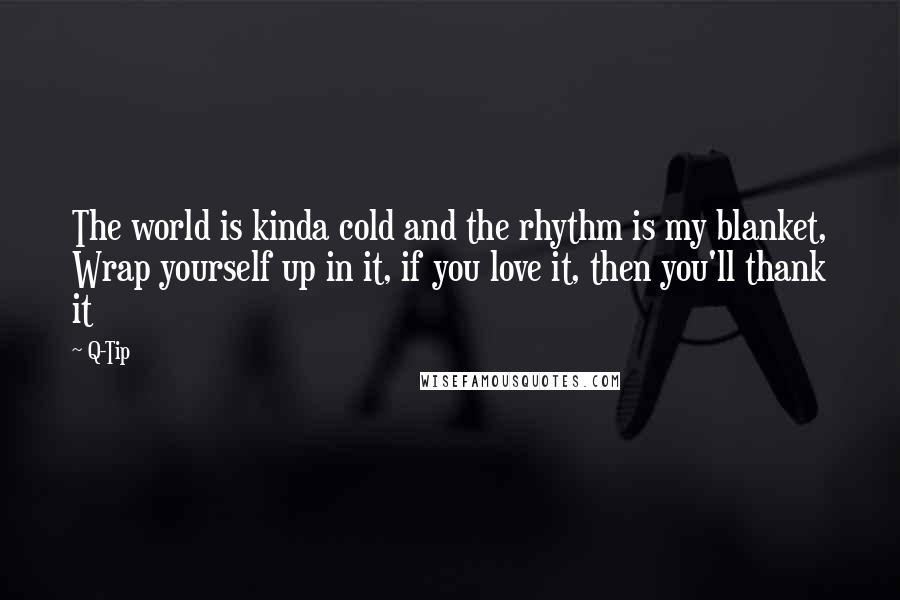 Q-Tip Quotes: The world is kinda cold and the rhythm is my blanket, Wrap yourself up in it, if you love it, then you'll thank it