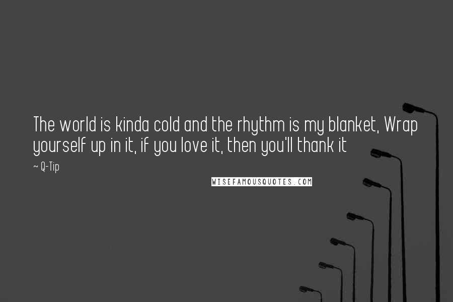 Q-Tip Quotes: The world is kinda cold and the rhythm is my blanket, Wrap yourself up in it, if you love it, then you'll thank it