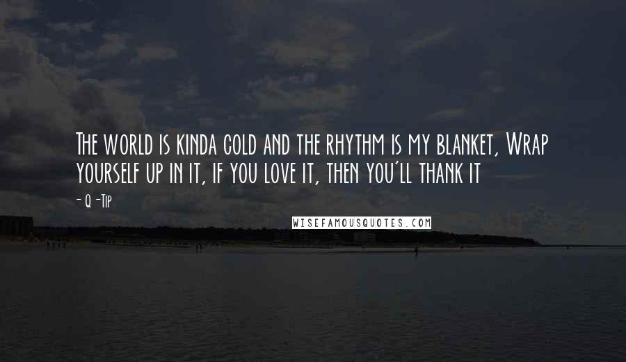 Q-Tip Quotes: The world is kinda cold and the rhythm is my blanket, Wrap yourself up in it, if you love it, then you'll thank it