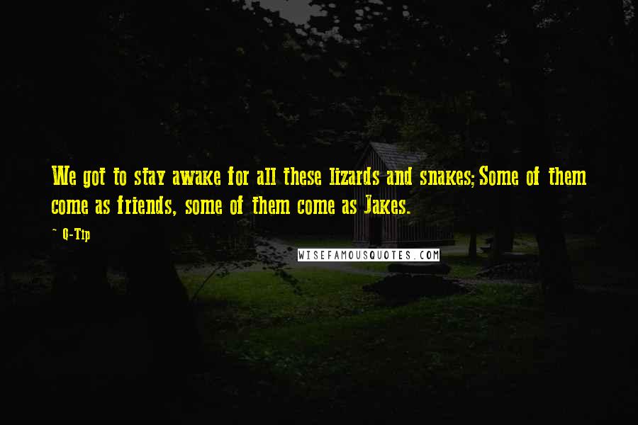 Q-Tip Quotes: We got to stay awake for all these lizards and snakes;Some of them come as friends, some of them come as Jakes.