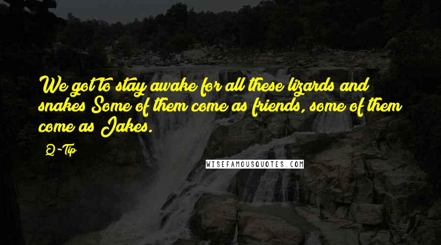 Q-Tip Quotes: We got to stay awake for all these lizards and snakes;Some of them come as friends, some of them come as Jakes.