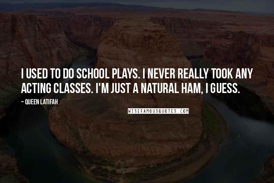 Queen Latifah Quotes: I used to do school plays. I never really took any acting classes. I'm just a natural ham, I guess.