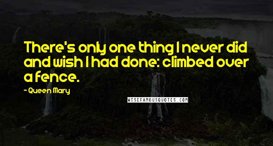 Queen Mary Quotes: There's only one thing I never did and wish I had done: climbed over a fence.