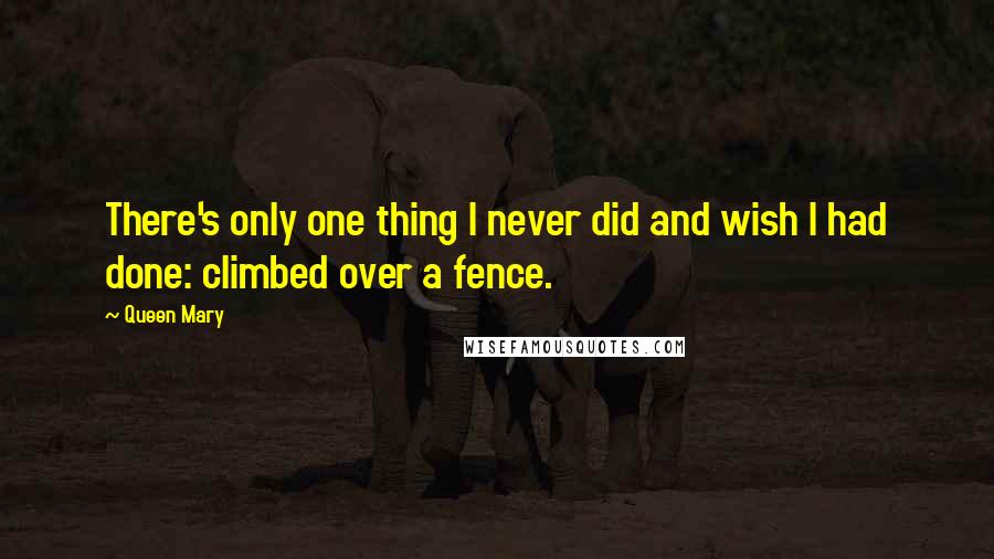Queen Mary Quotes: There's only one thing I never did and wish I had done: climbed over a fence.