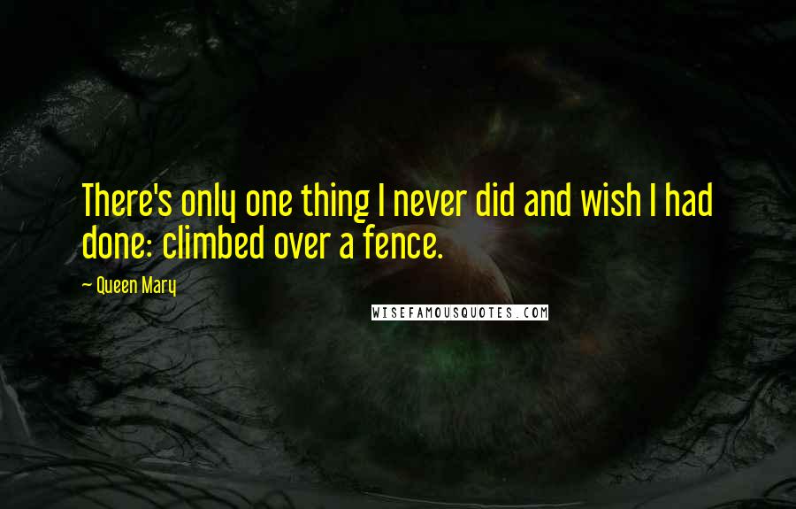 Queen Mary Quotes: There's only one thing I never did and wish I had done: climbed over a fence.