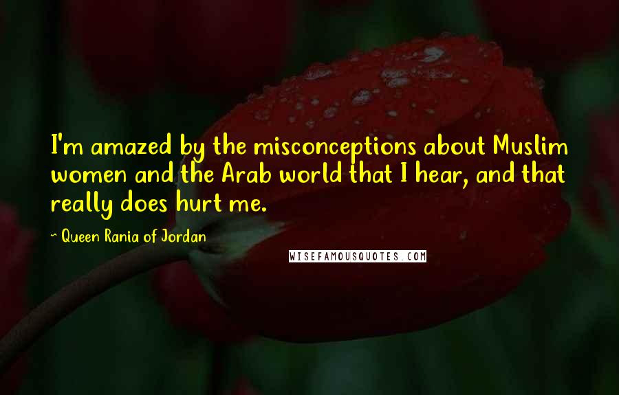 Queen Rania Of Jordan Quotes: I'm amazed by the misconceptions about Muslim women and the Arab world that I hear, and that really does hurt me.
