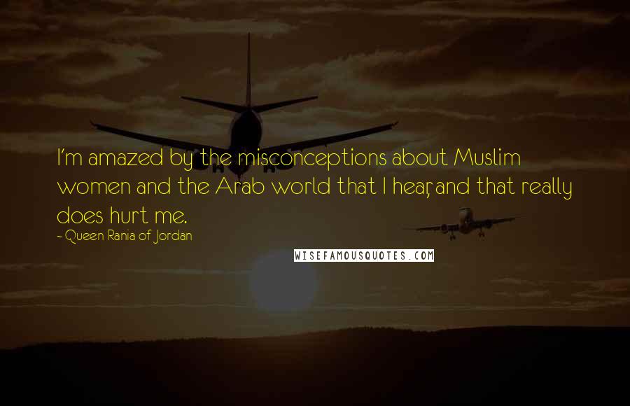 Queen Rania Of Jordan Quotes: I'm amazed by the misconceptions about Muslim women and the Arab world that I hear, and that really does hurt me.