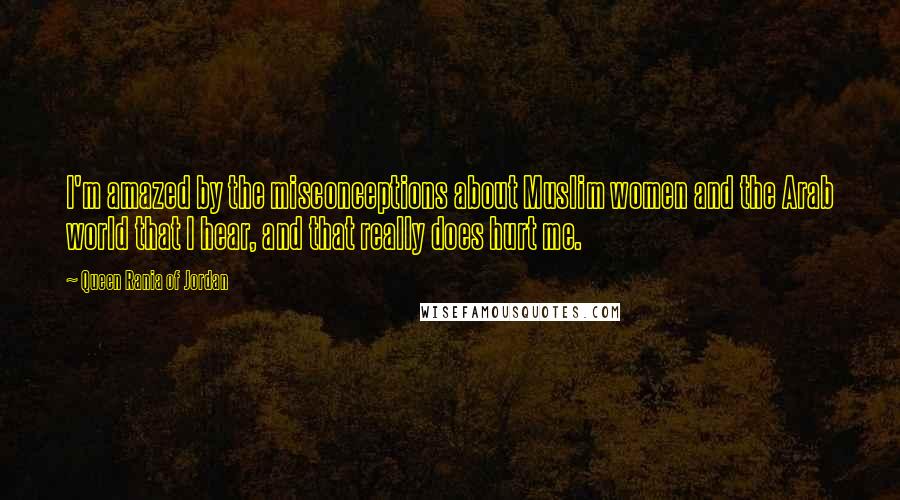 Queen Rania Of Jordan Quotes: I'm amazed by the misconceptions about Muslim women and the Arab world that I hear, and that really does hurt me.
