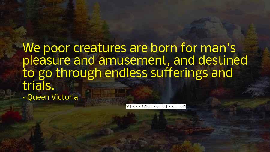 Queen Victoria Quotes: We poor creatures are born for man's pleasure and amusement, and destined to go through endless sufferings and trials.