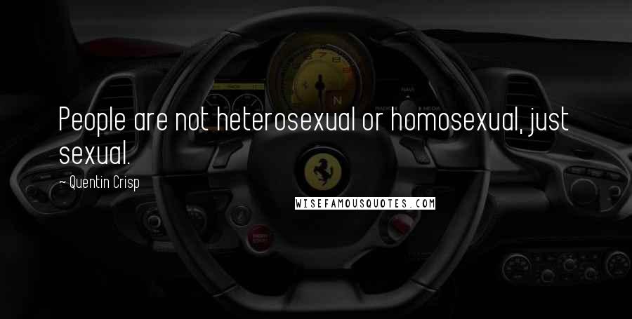 Quentin Crisp Quotes: People are not heterosexual or homosexual, just sexual.