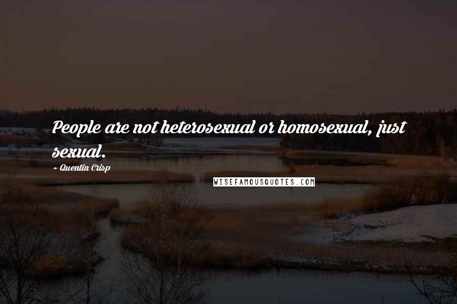 Quentin Crisp Quotes: People are not heterosexual or homosexual, just sexual.