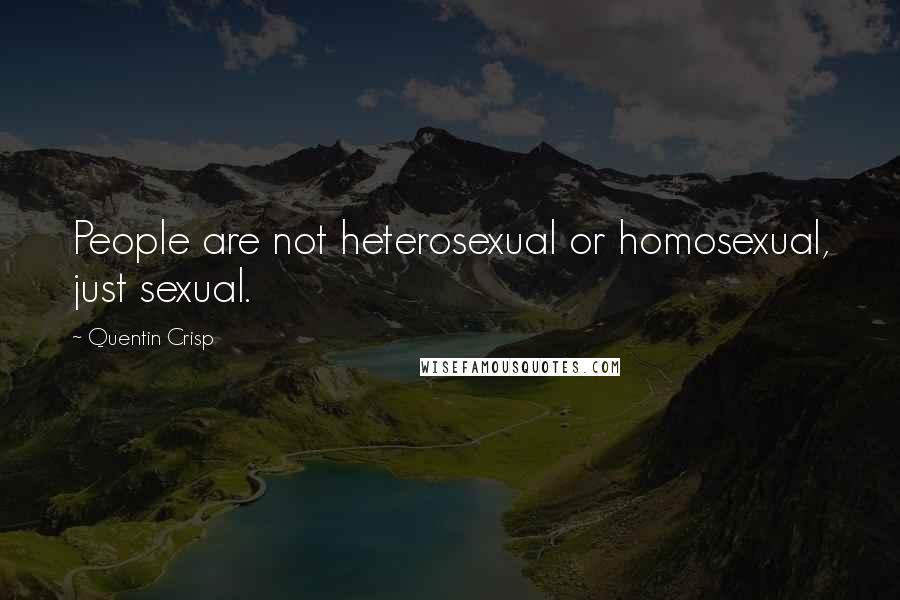 Quentin Crisp Quotes: People are not heterosexual or homosexual, just sexual.