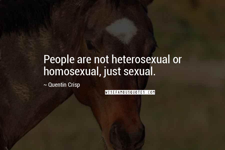 Quentin Crisp Quotes: People are not heterosexual or homosexual, just sexual.