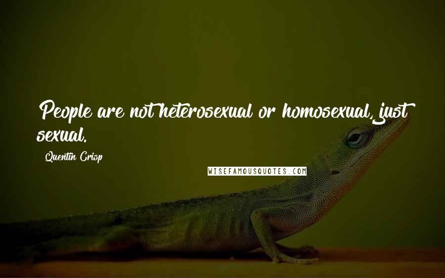 Quentin Crisp Quotes: People are not heterosexual or homosexual, just sexual.