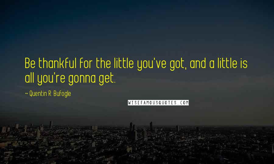 Quentin R. Bufogle Quotes: Be thankful for the little you've got, and a little is all you're gonna get.