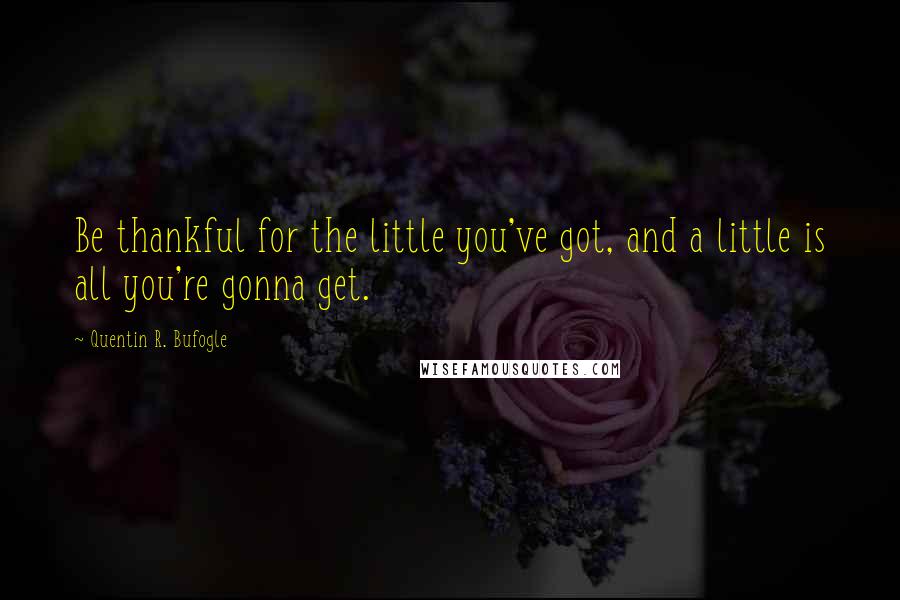 Quentin R. Bufogle Quotes: Be thankful for the little you've got, and a little is all you're gonna get.