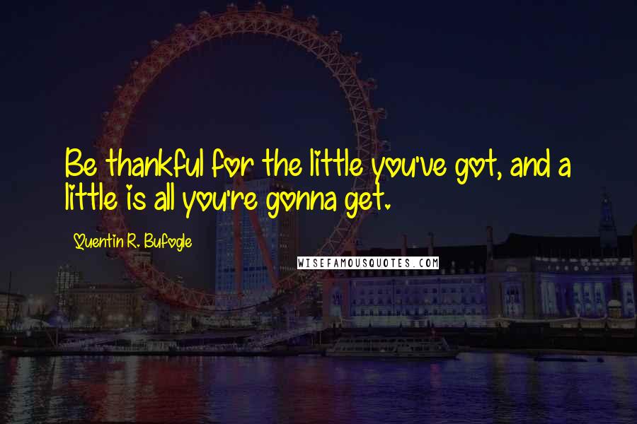 Quentin R. Bufogle Quotes: Be thankful for the little you've got, and a little is all you're gonna get.