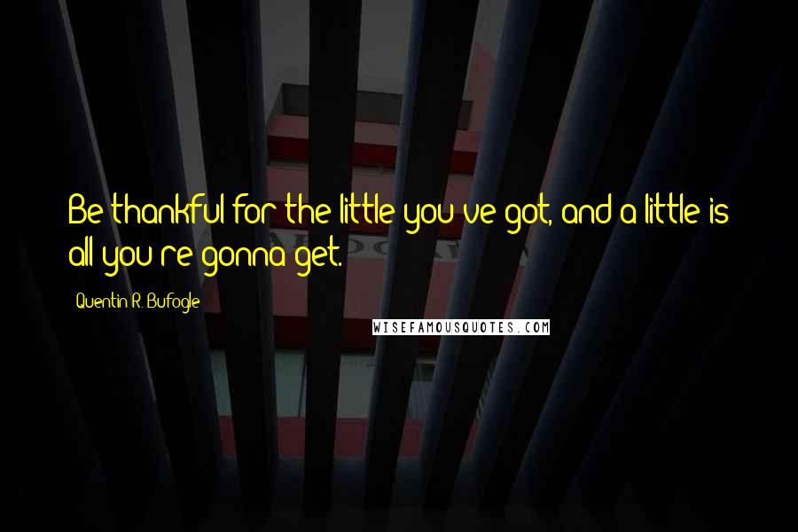 Quentin R. Bufogle Quotes: Be thankful for the little you've got, and a little is all you're gonna get.