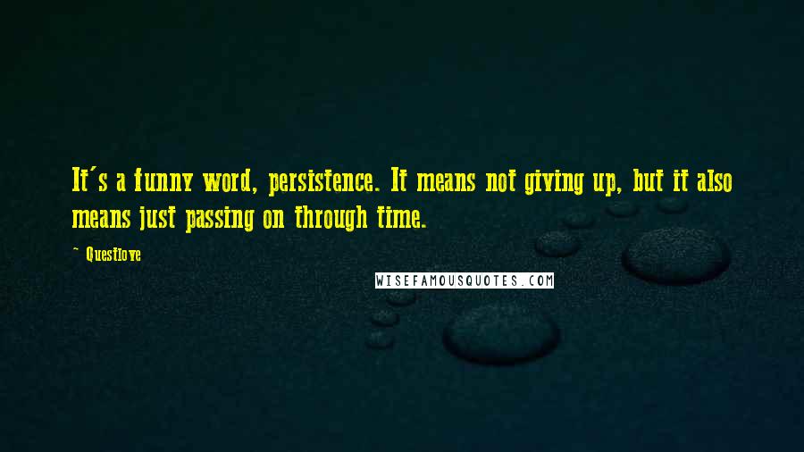 Questlove Quotes: It's a funny word, persistence. It means not giving up, but it also means just passing on through time.