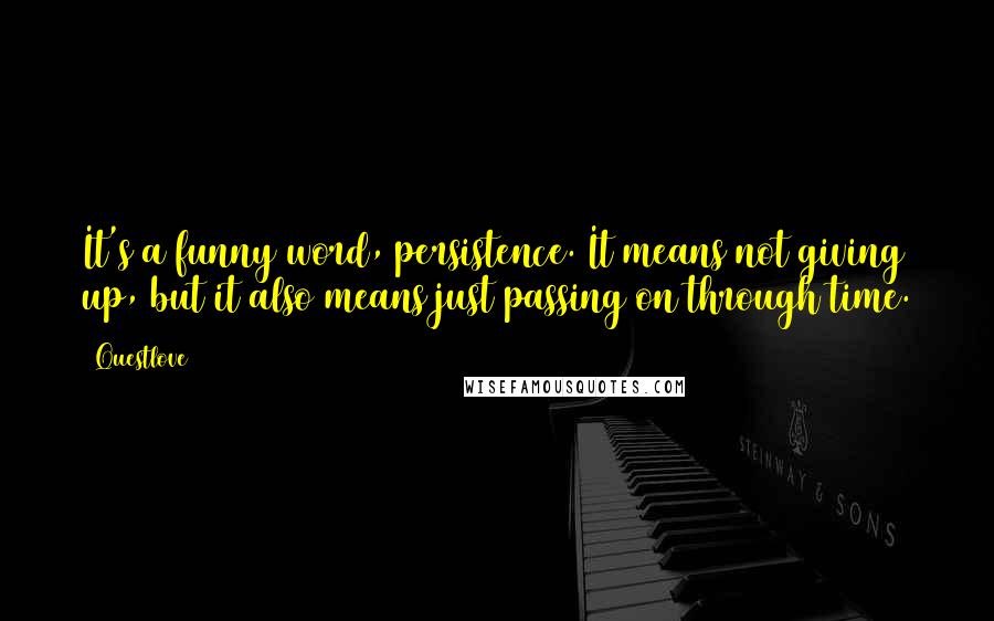 Questlove Quotes: It's a funny word, persistence. It means not giving up, but it also means just passing on through time.