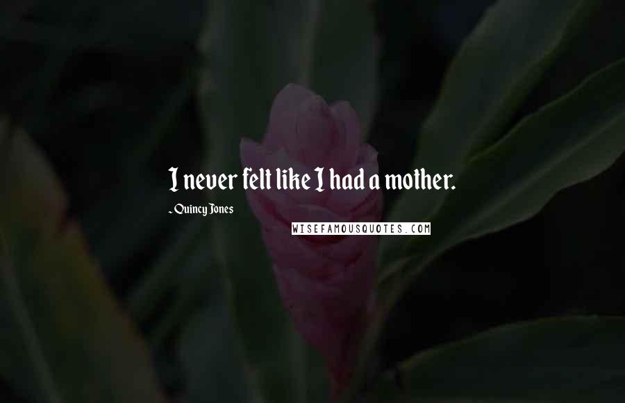 Quincy Jones Quotes: I never felt like I had a mother.