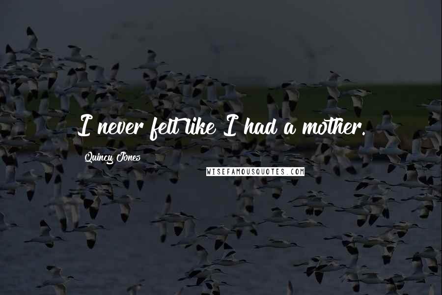Quincy Jones Quotes: I never felt like I had a mother.