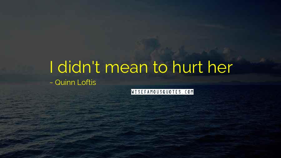 Quinn Loftis Quotes: I didn't mean to hurt her