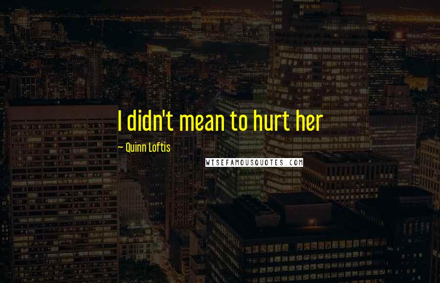Quinn Loftis Quotes: I didn't mean to hurt her
