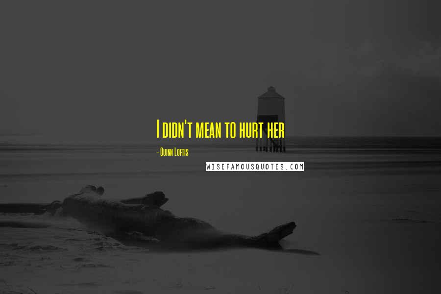 Quinn Loftis Quotes: I didn't mean to hurt her