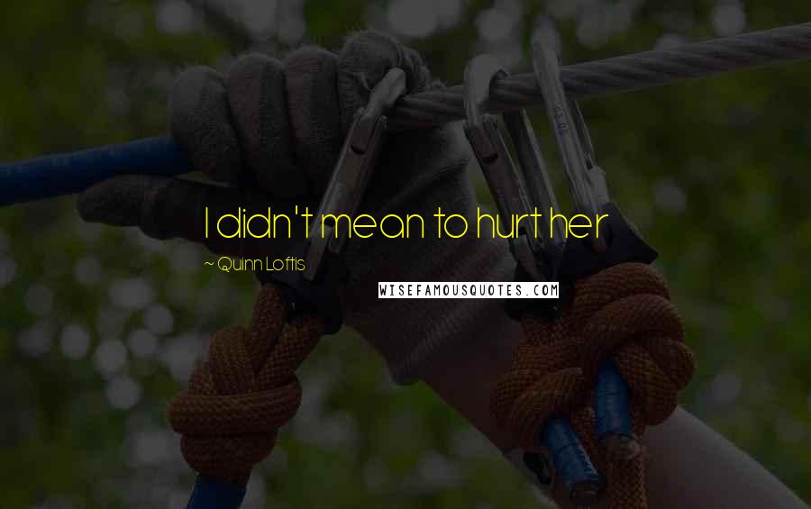 Quinn Loftis Quotes: I didn't mean to hurt her