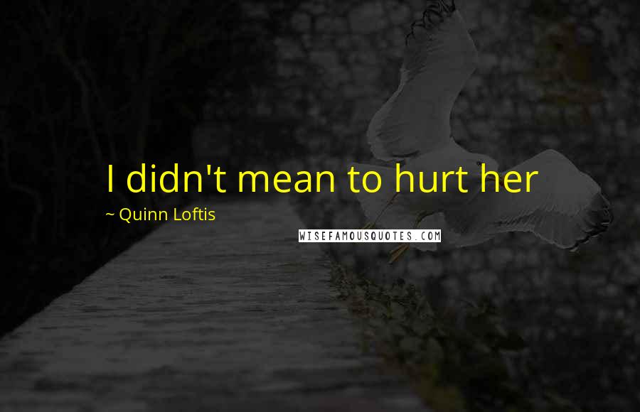 Quinn Loftis Quotes: I didn't mean to hurt her