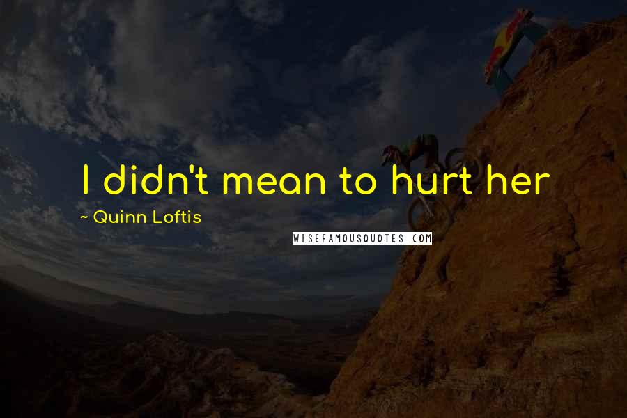 Quinn Loftis Quotes: I didn't mean to hurt her