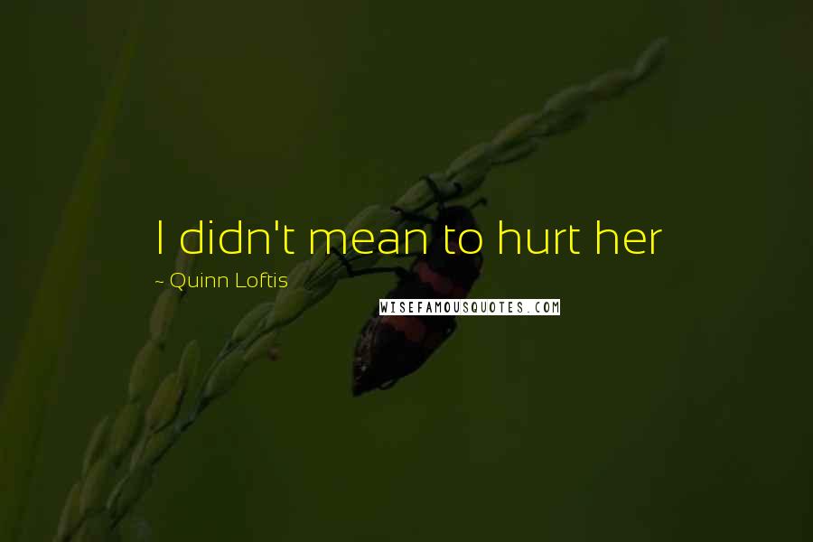 Quinn Loftis Quotes: I didn't mean to hurt her