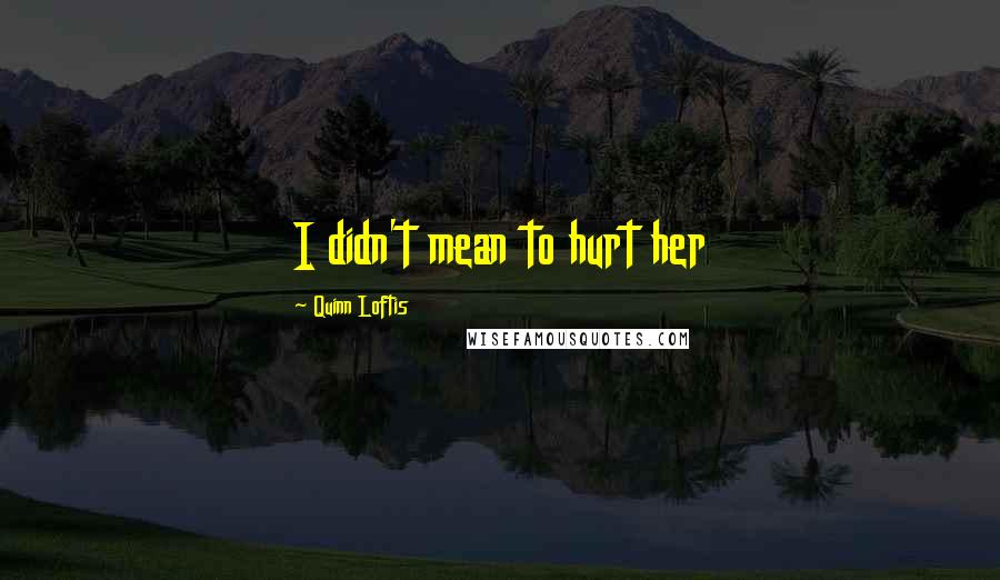 Quinn Loftis Quotes: I didn't mean to hurt her