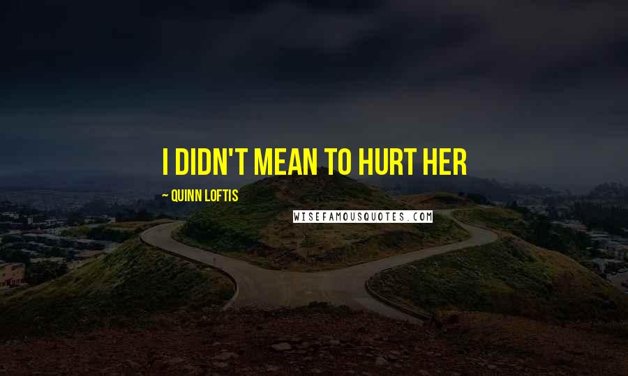 Quinn Loftis Quotes: I didn't mean to hurt her