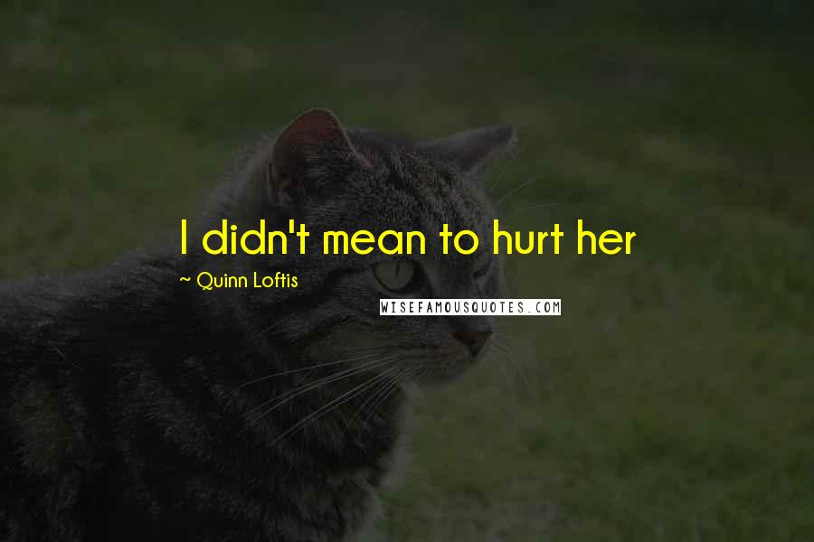 Quinn Loftis Quotes: I didn't mean to hurt her