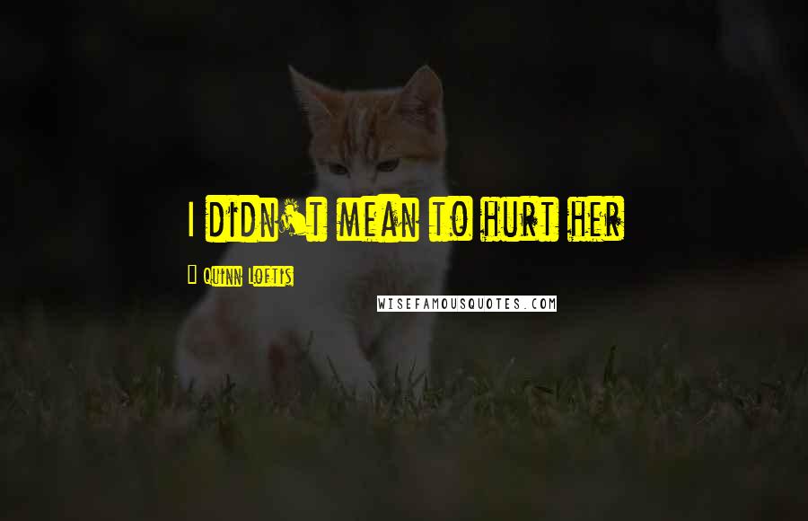 Quinn Loftis Quotes: I didn't mean to hurt her