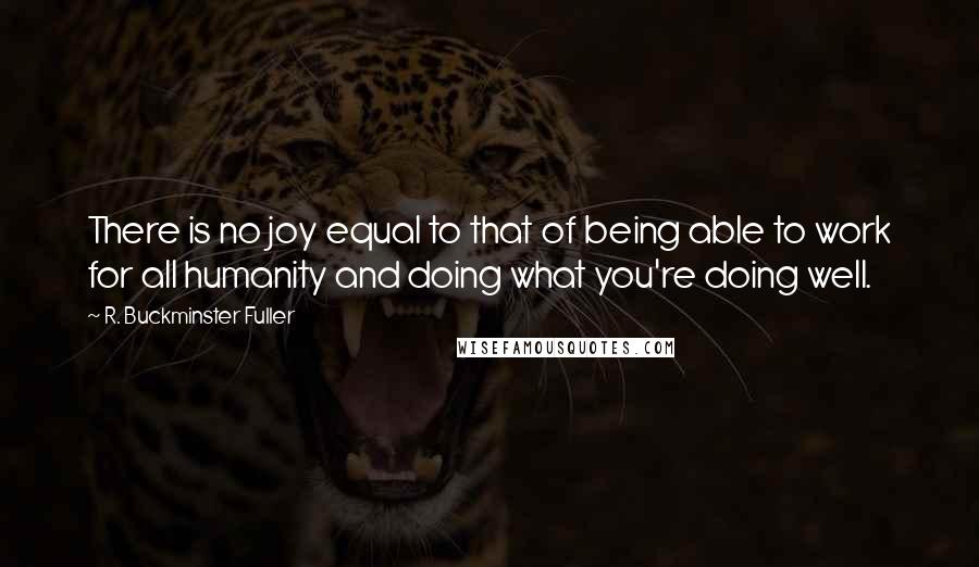 R. Buckminster Fuller Quotes: There is no joy equal to that of being able to work for all humanity and doing what you're doing well.