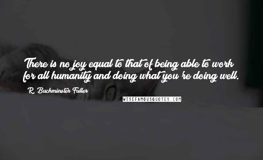 R. Buckminster Fuller Quotes: There is no joy equal to that of being able to work for all humanity and doing what you're doing well.