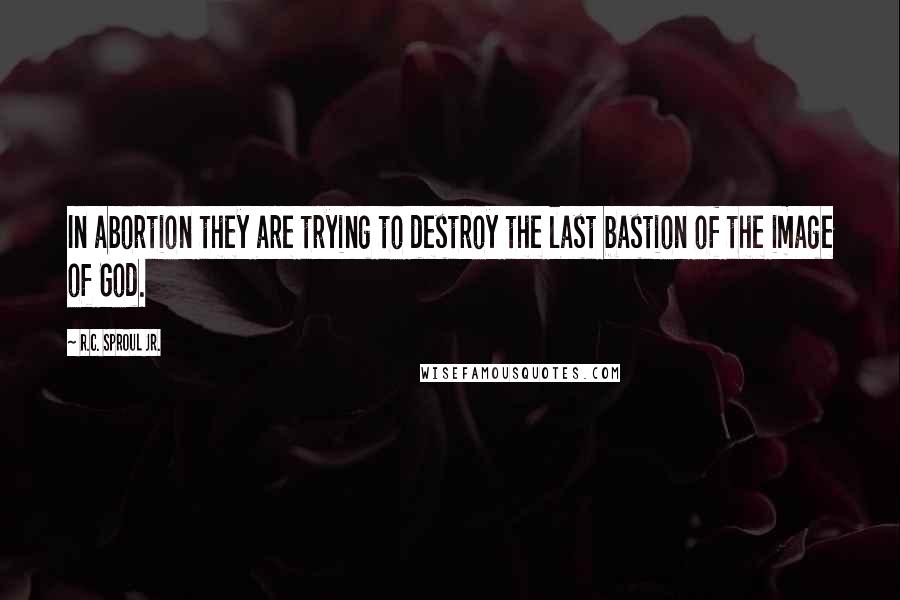 R.C. Sproul Jr. Quotes: In abortion they are trying to destroy the last bastion of the image of God.