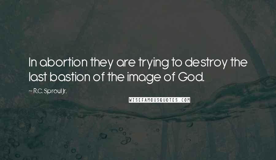 R.C. Sproul Jr. Quotes: In abortion they are trying to destroy the last bastion of the image of God.