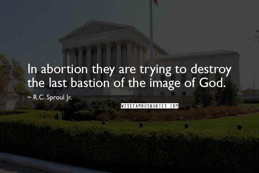 R.C. Sproul Jr. Quotes: In abortion they are trying to destroy the last bastion of the image of God.