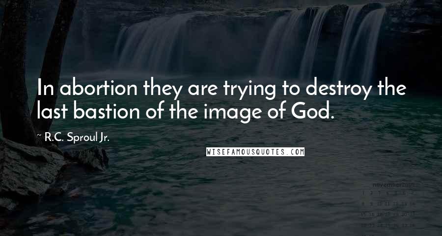 R.C. Sproul Jr. Quotes: In abortion they are trying to destroy the last bastion of the image of God.