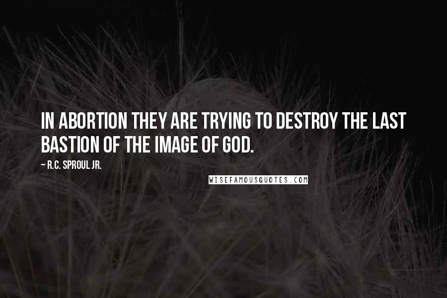 R.C. Sproul Jr. Quotes: In abortion they are trying to destroy the last bastion of the image of God.