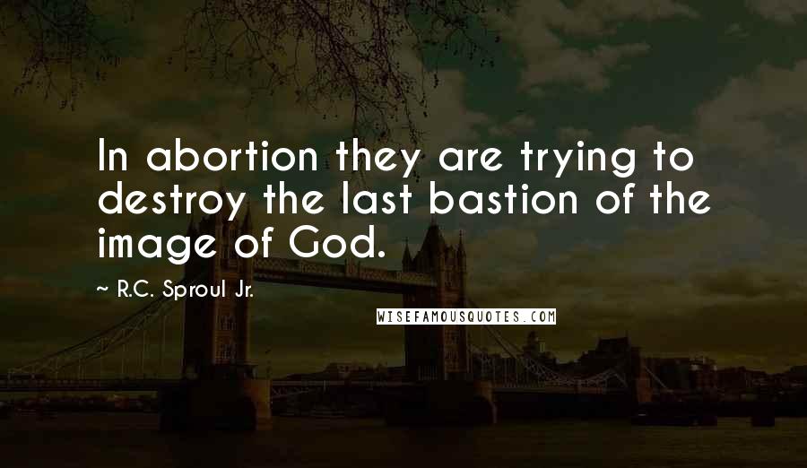 R.C. Sproul Jr. Quotes: In abortion they are trying to destroy the last bastion of the image of God.